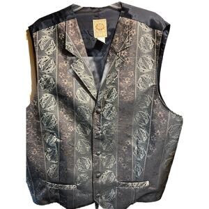 Vintage Wah Maker Vest Men’s Large Western Cowboy Silver Paisley Outdoor Travel